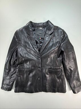 Knoles & Carter London Black Genuine Leather Blazer Lined Jacket Women’s Size XL